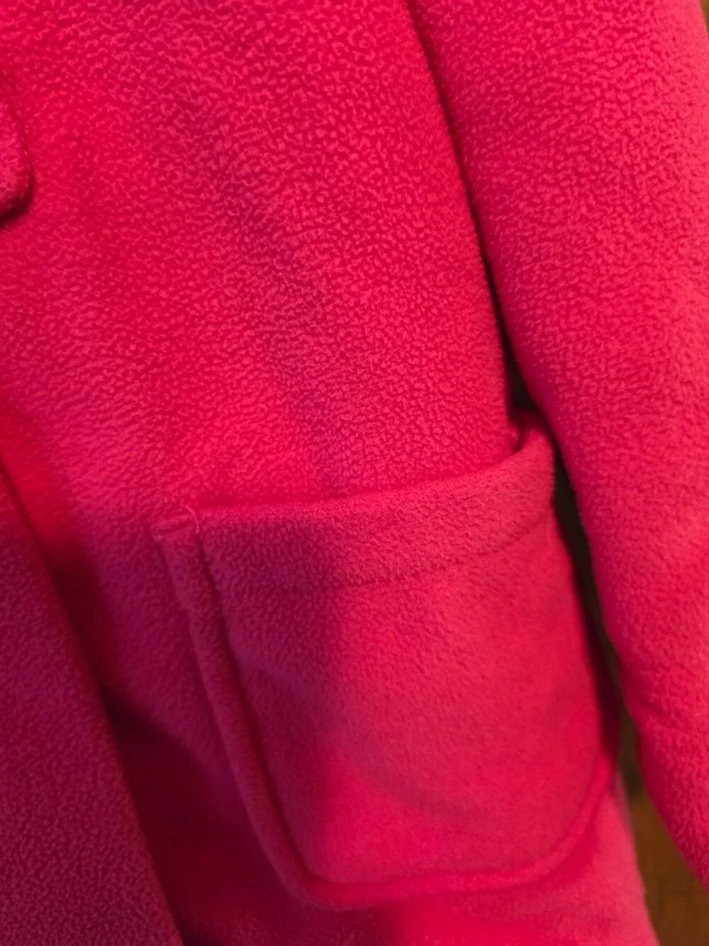 Old Navy Girls Hooded Fleece Toggle Coat Sherpa Lined Hot Pink Duffle Jacket S 6